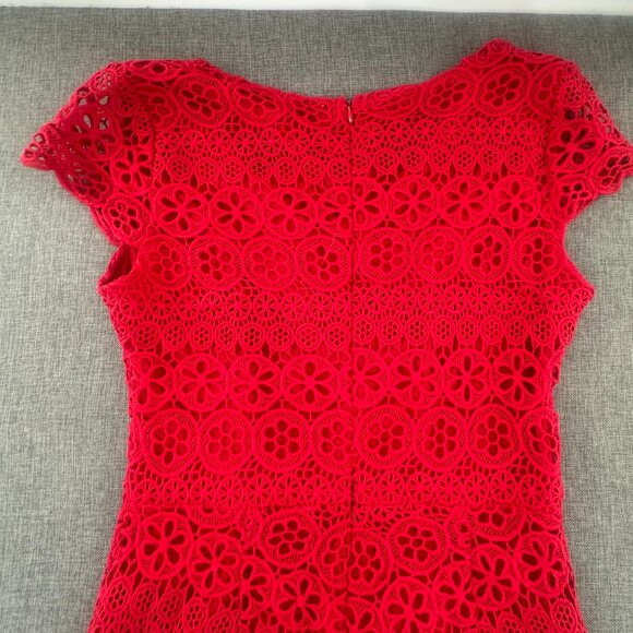 New! Francescas's Miami Lace Romper Large Red V-Neck Cap Sleeve Gorgeous Elegant - Picture 8 of 10